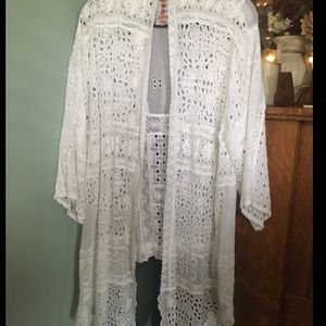 Johnny Was White Eyelet Beach Coverup